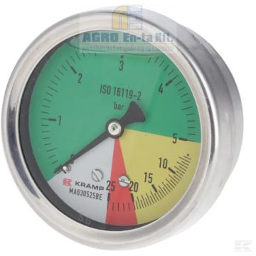 MANOMÉTER 0-5-25 BÁR HK.1/4" ASZIM. D=63mm