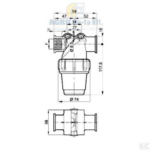 NYOMÓ SZŰRŐ ARAG 3/4" BM. 80-100L/min