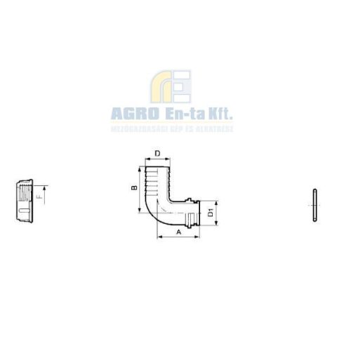 TÖMLŐVÉG 90° G.GYŰRŰS 1 1/2" D30